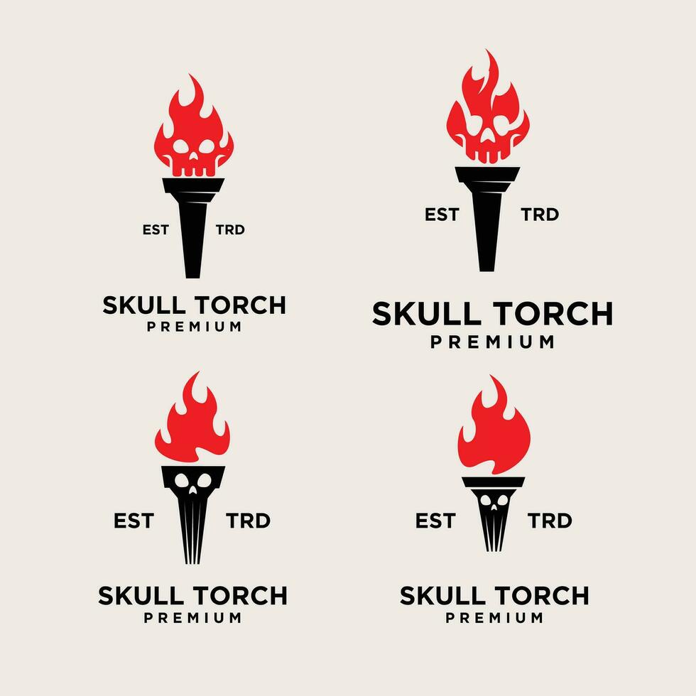 Torch skull set Logo icon design illustration vector