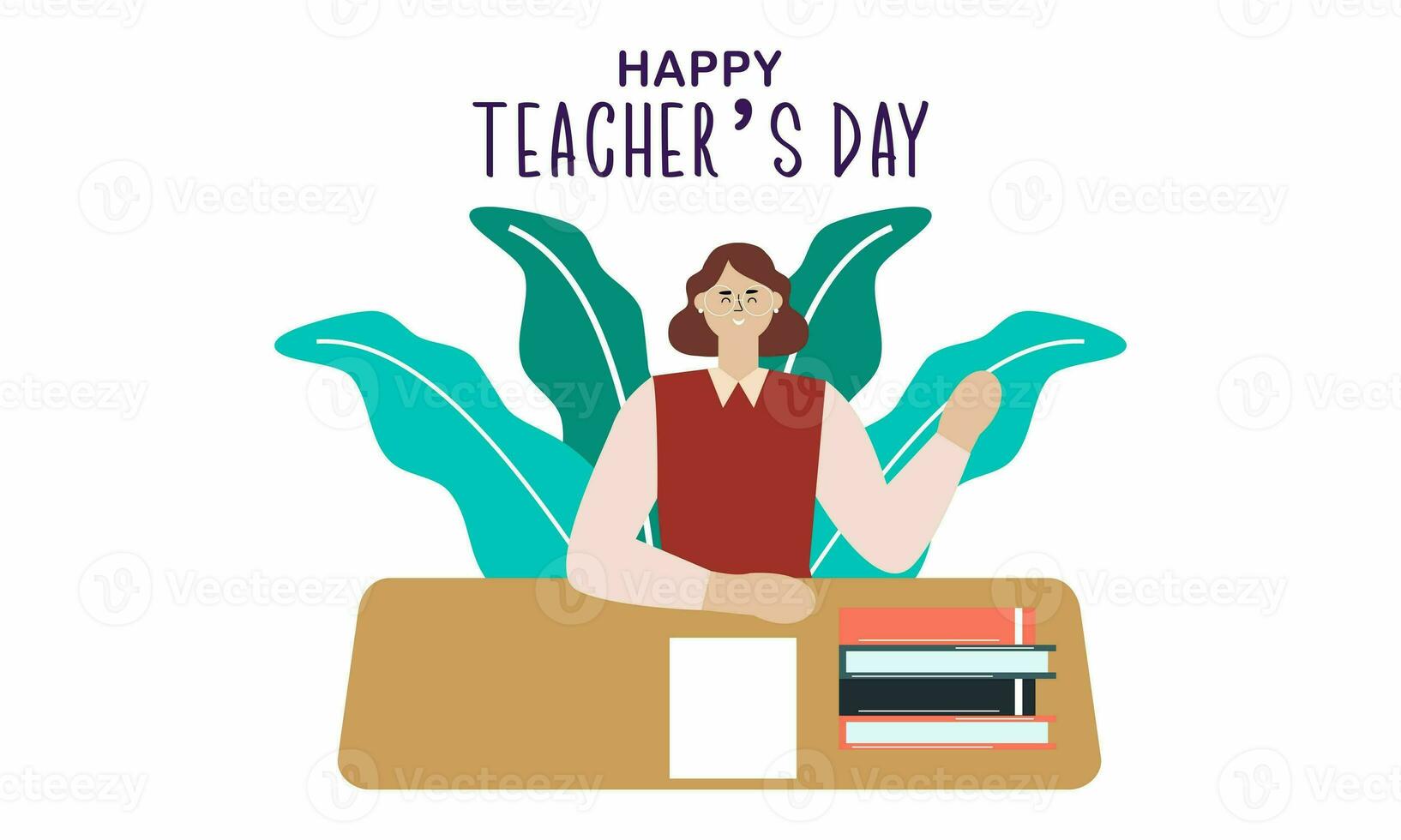 Happy teacher day illustration vector photo