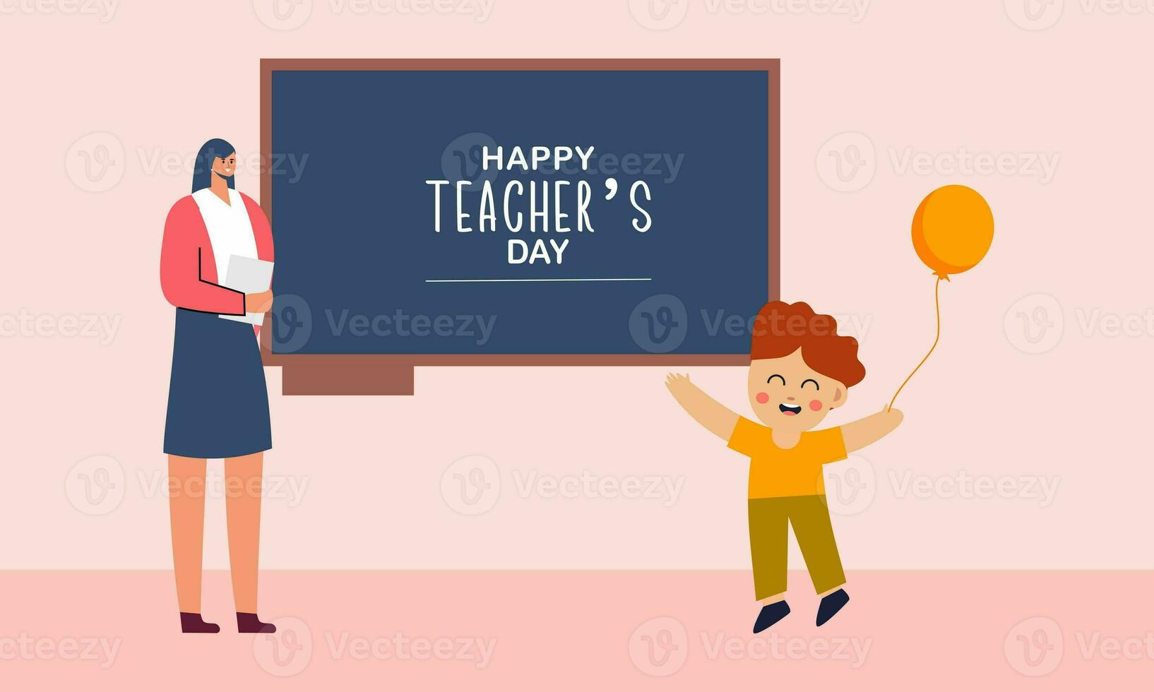 Happy teacher day illustration vector photo