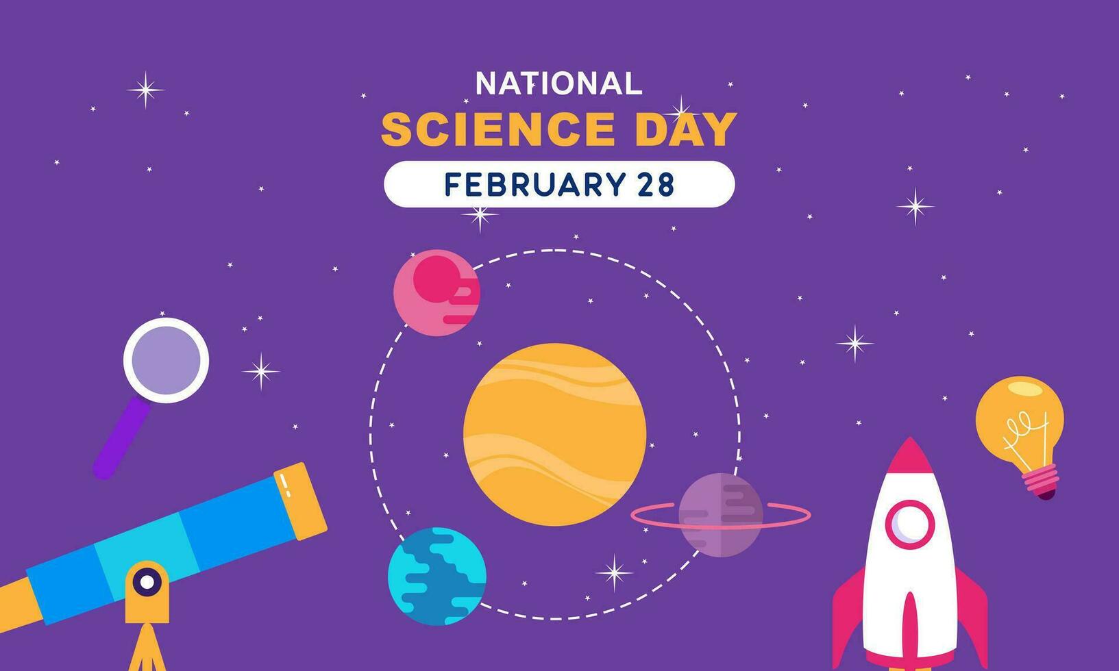 Flat national science day background vector