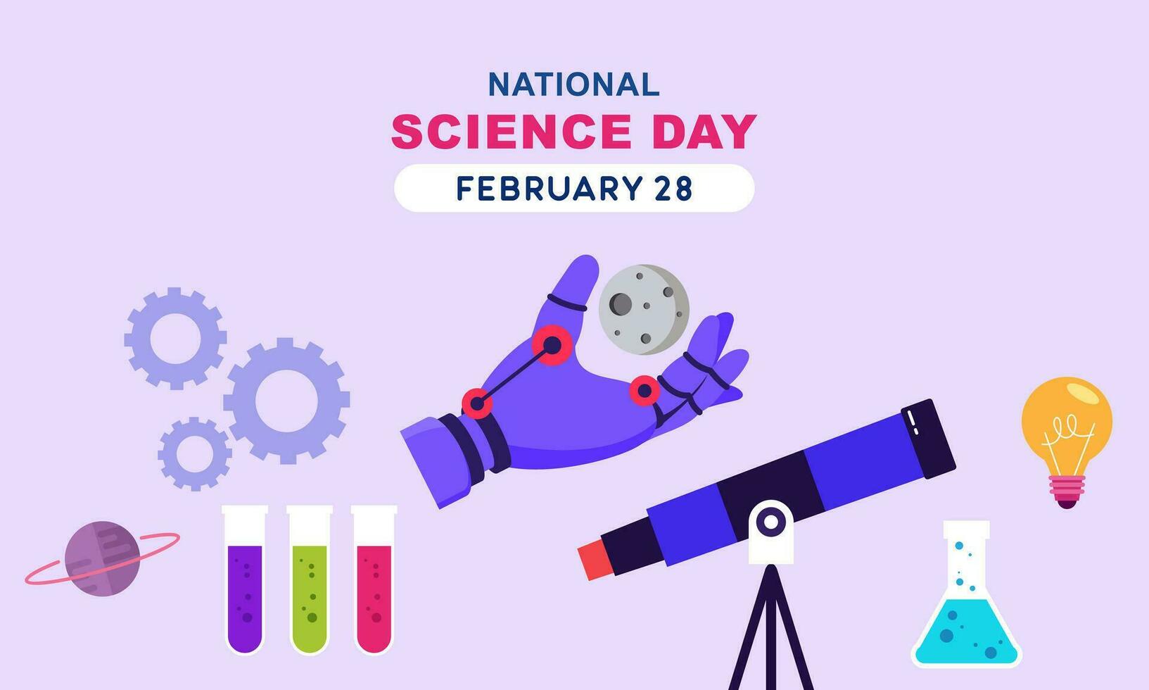 Flat national science day background vector