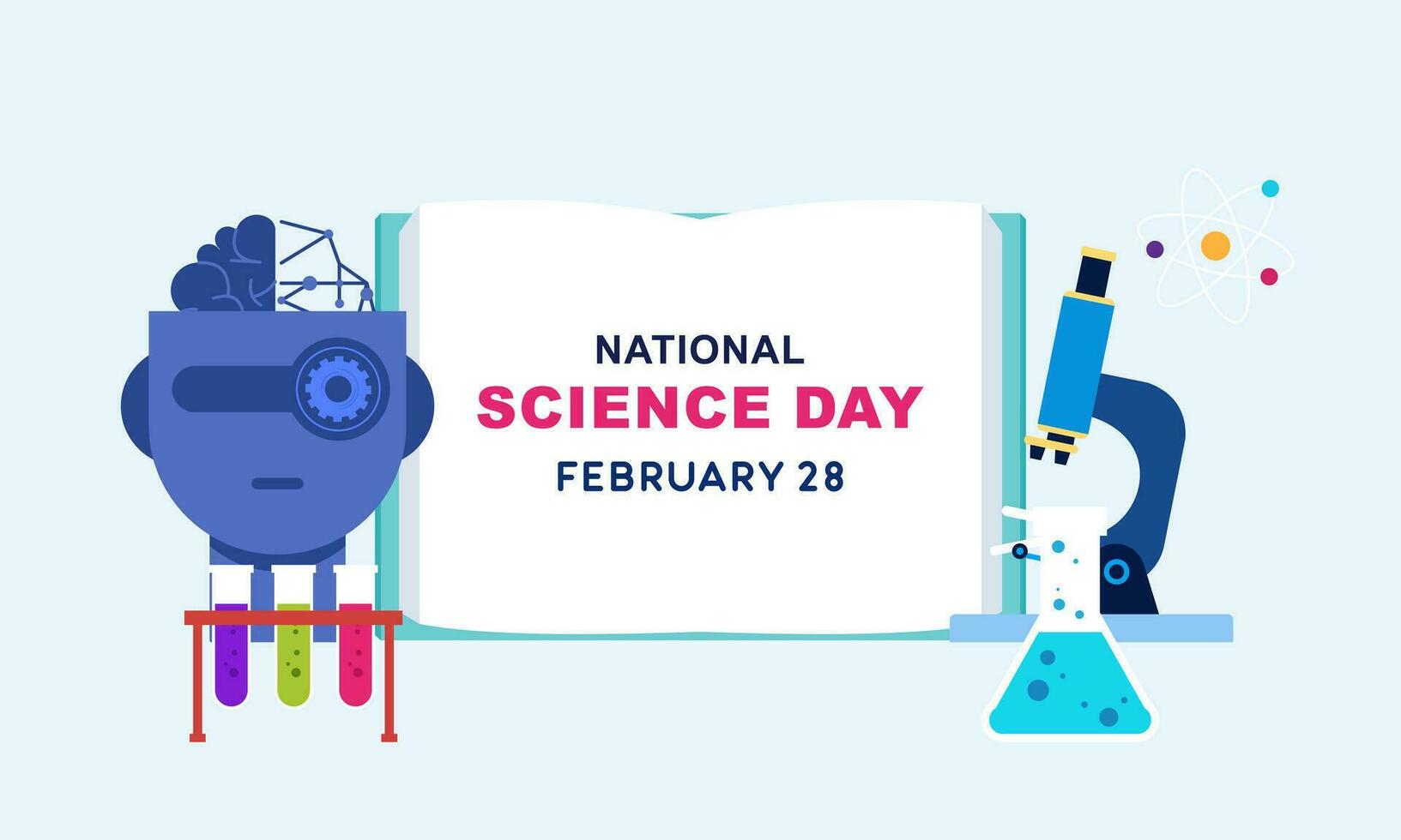 Flat national science day background vector