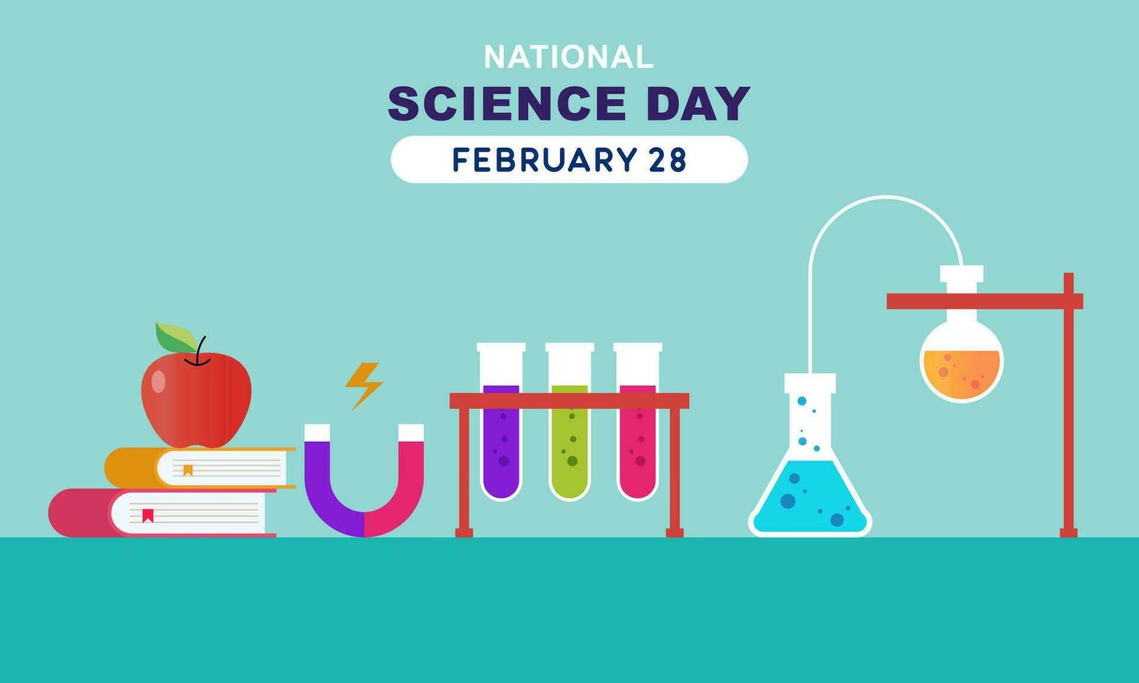 Flat national science day background vector