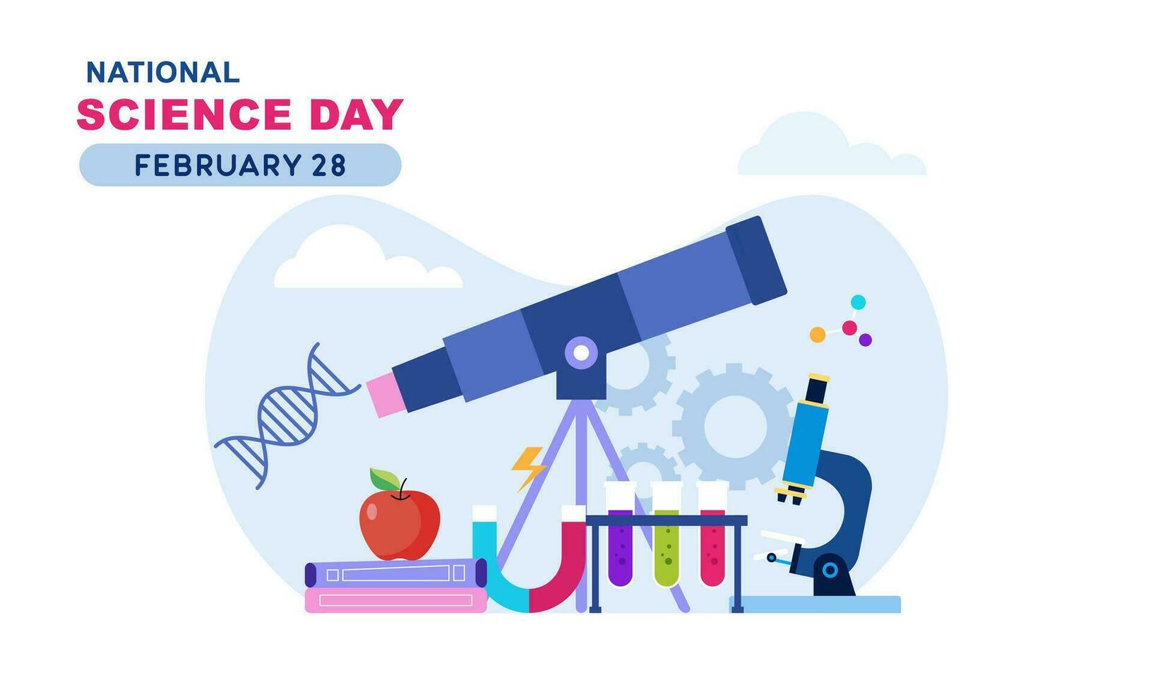 Flat national science day background vector