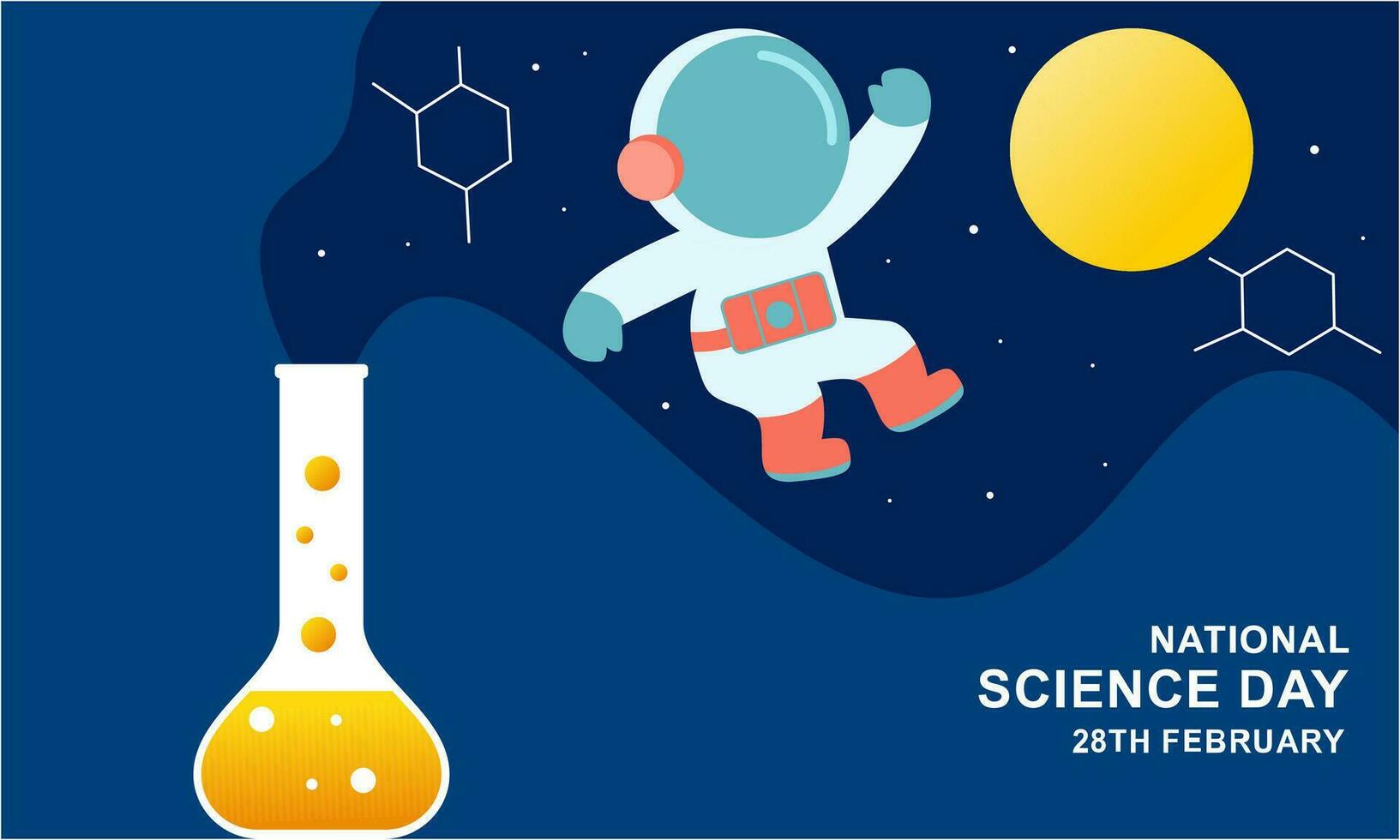 Flat national science day background vector