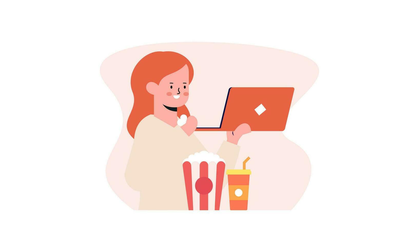 Computer screen with movie lover with popcorn illustration vector