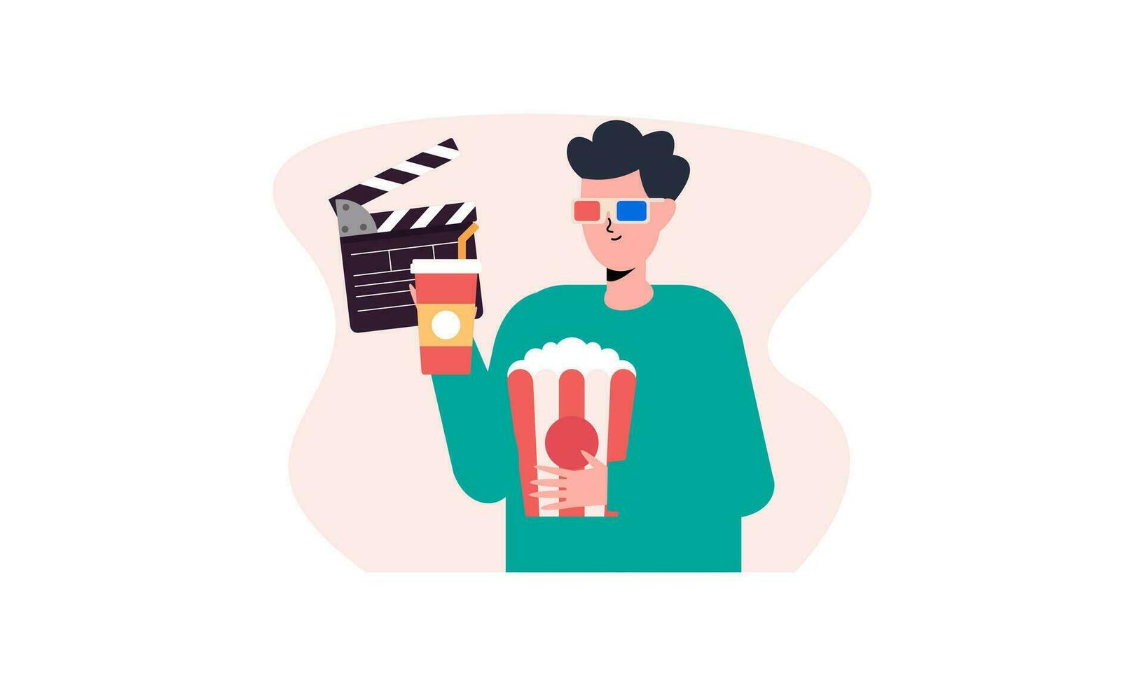 Computer screen with movie lover with popcorn illustration vector