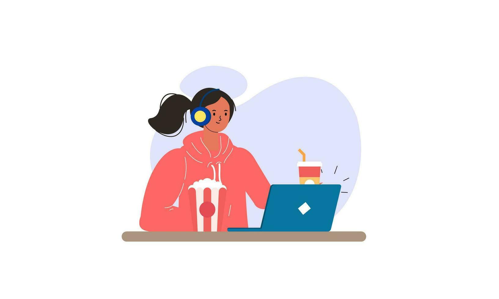 Computer screen with movie lover with popcorn illustration vector