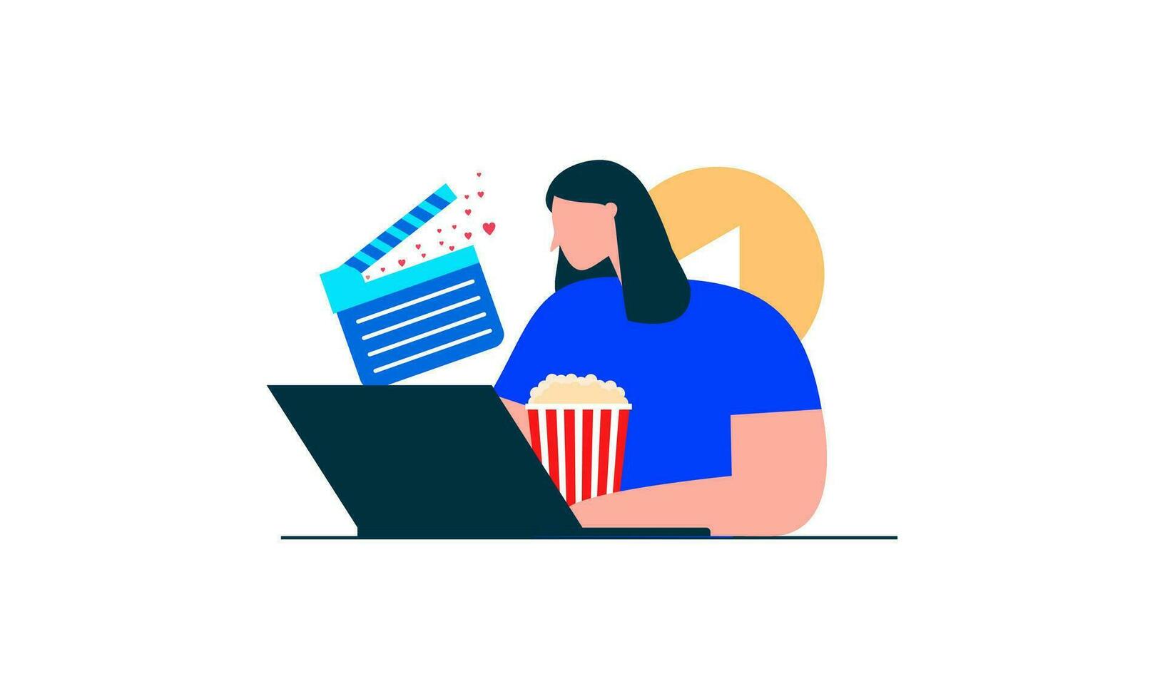 Computer screen with movie lover with popcorn illustration vector