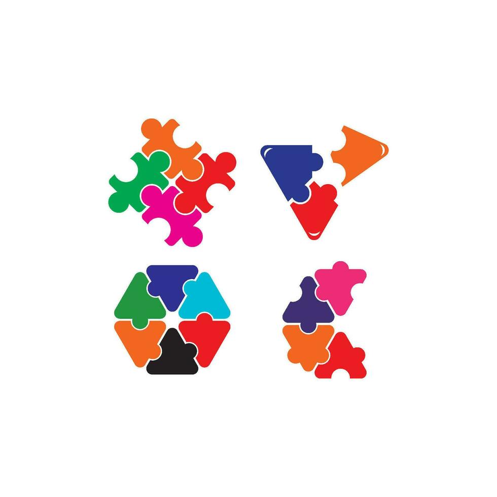 Puzzle logo icon, vector illustration design template.