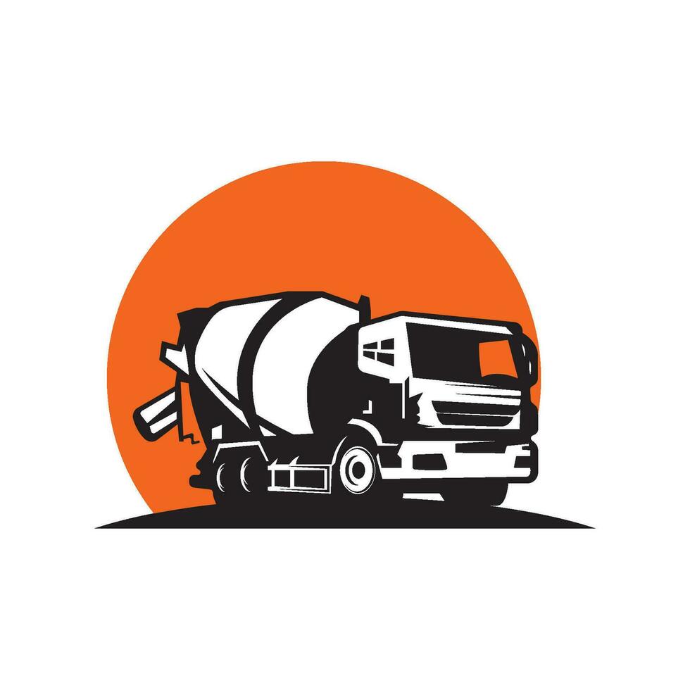 Concrete Mixer Truck Construction Logo Vector Template