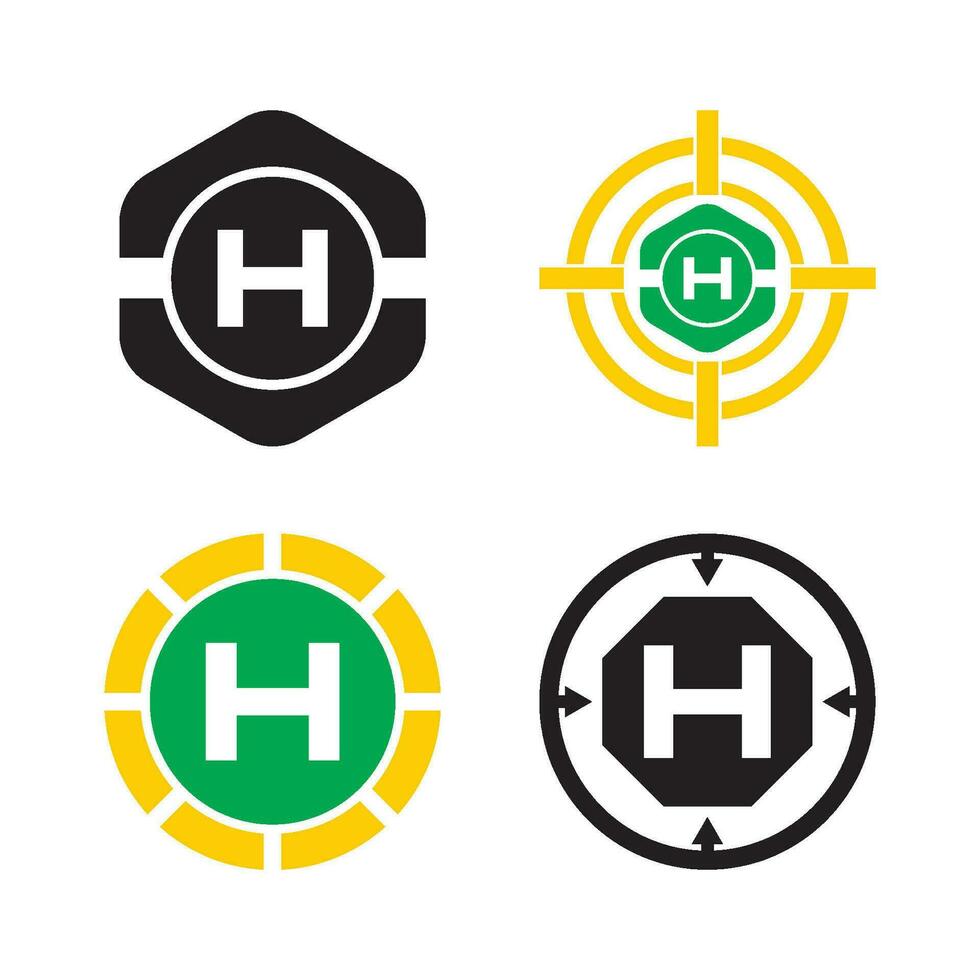 helipuerto icono logo vector ilustración diseño modelo.