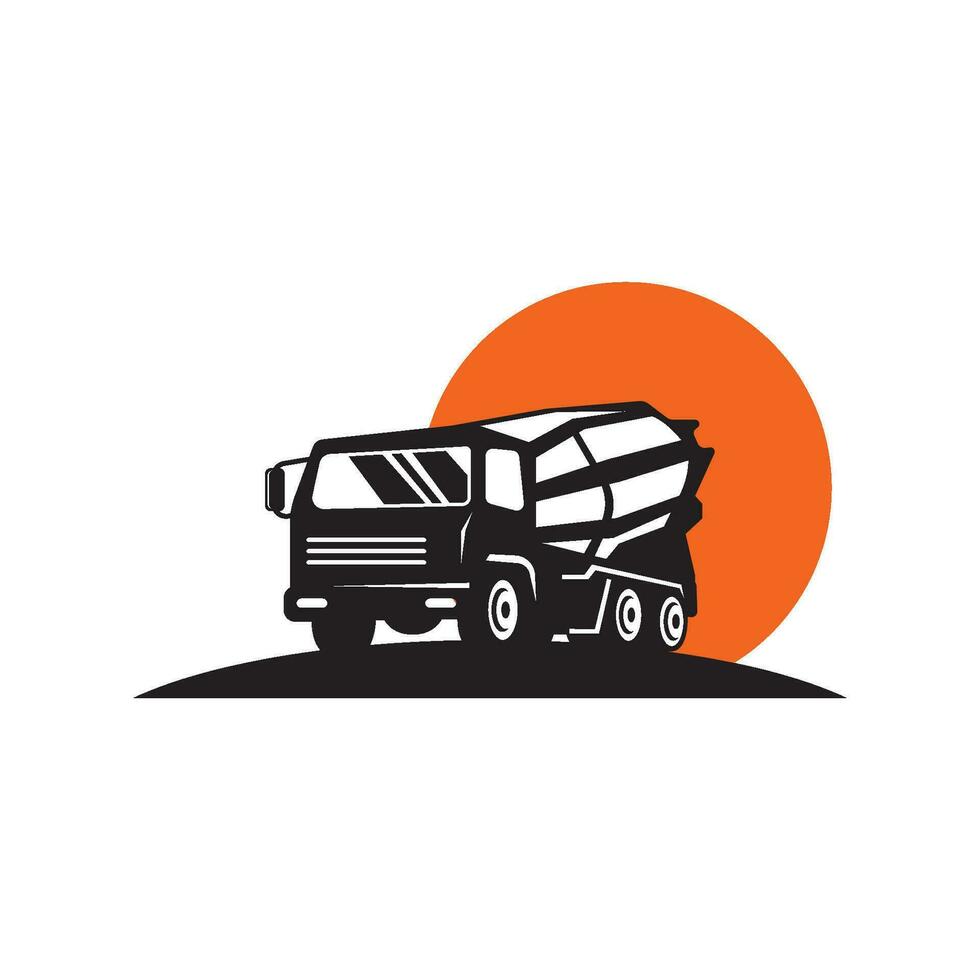 Concrete Mixer Truck Construction Logo Vector Template