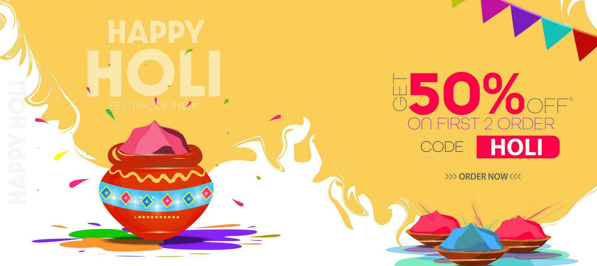 Big Sale Advertising Banner Design. Holi is the largest color festival celebrated in India. vector