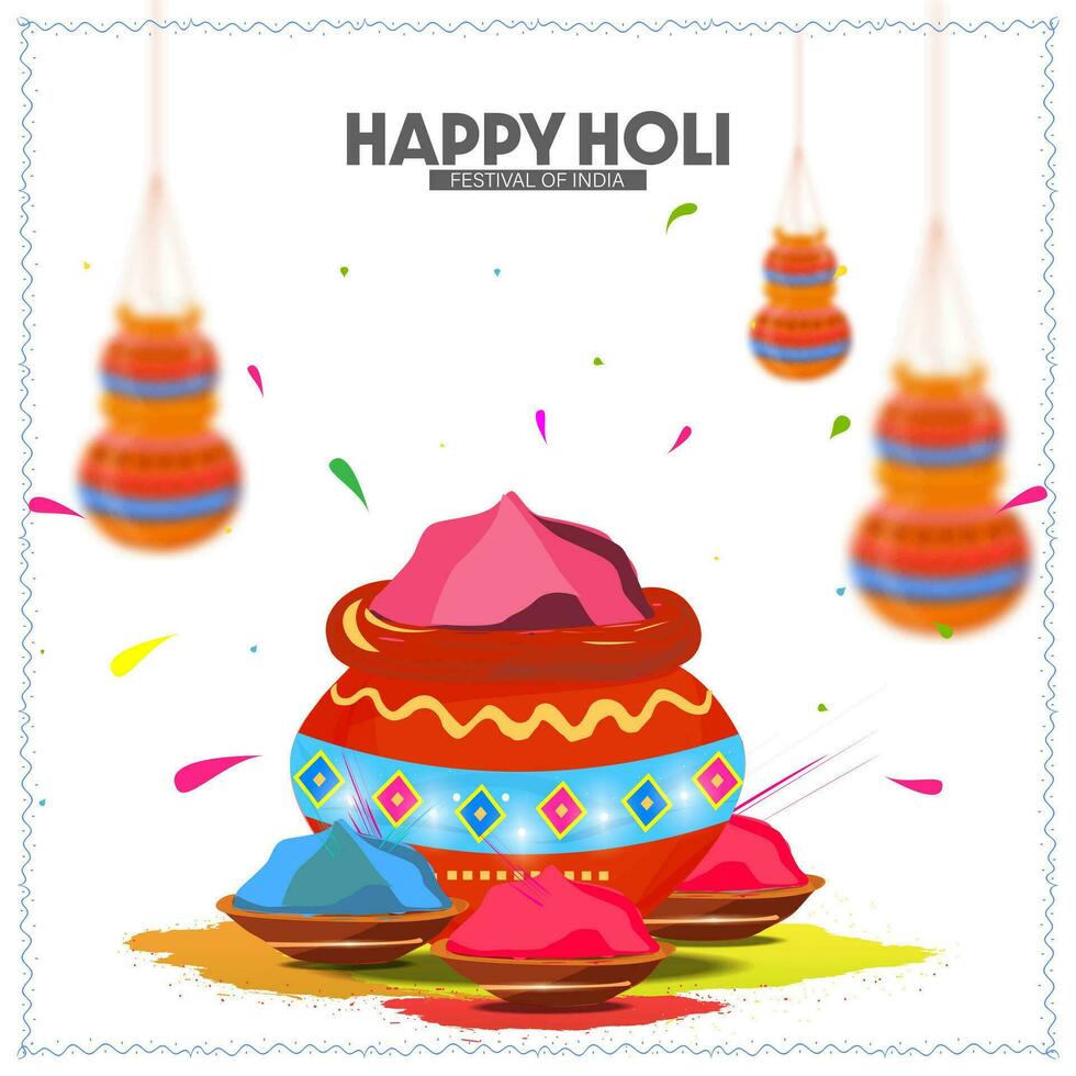 Happy Holi Indian Hindu Festive Colors Greetings On White Backgrounds vector