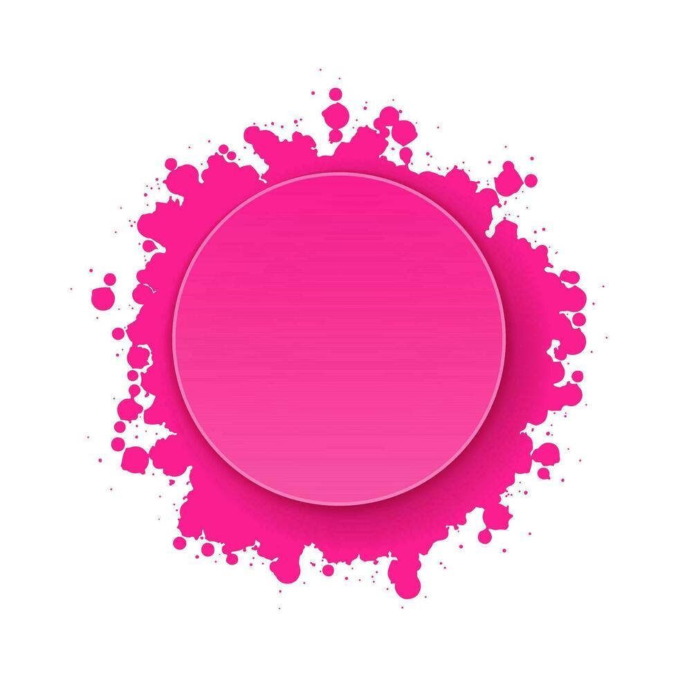 Abstract pink ink splash banner. Vibrant Brush strokes. Round sale banner. Modern blank Banner for sale, advertising, cover, web. isolated Banner for spring, summer or beauty sale. Vector design.