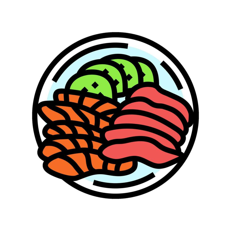 sashimi japonés comida color icono vector ilustración