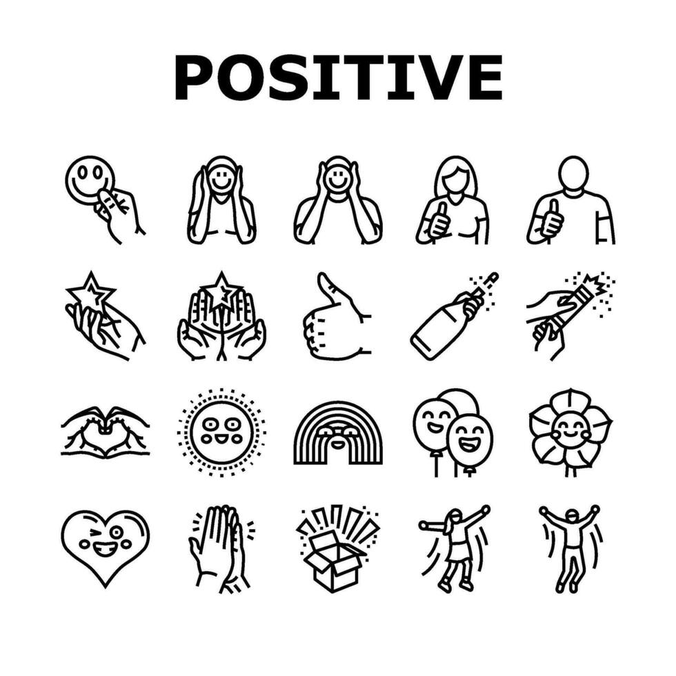 positive mood happy smile icons set vector