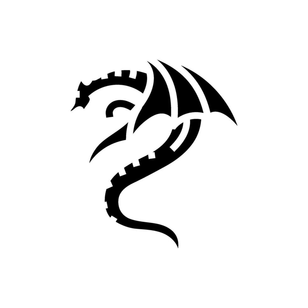 dragon tattoo art vintage glyph icon vector illustration