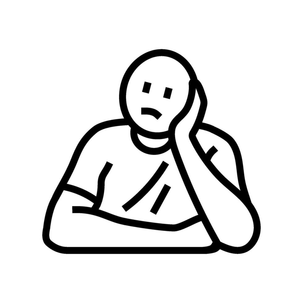 sad mood man line icon vector illustration