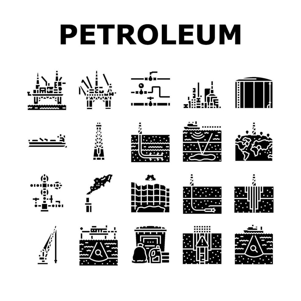 petroleum engineer oil industry icons set vector