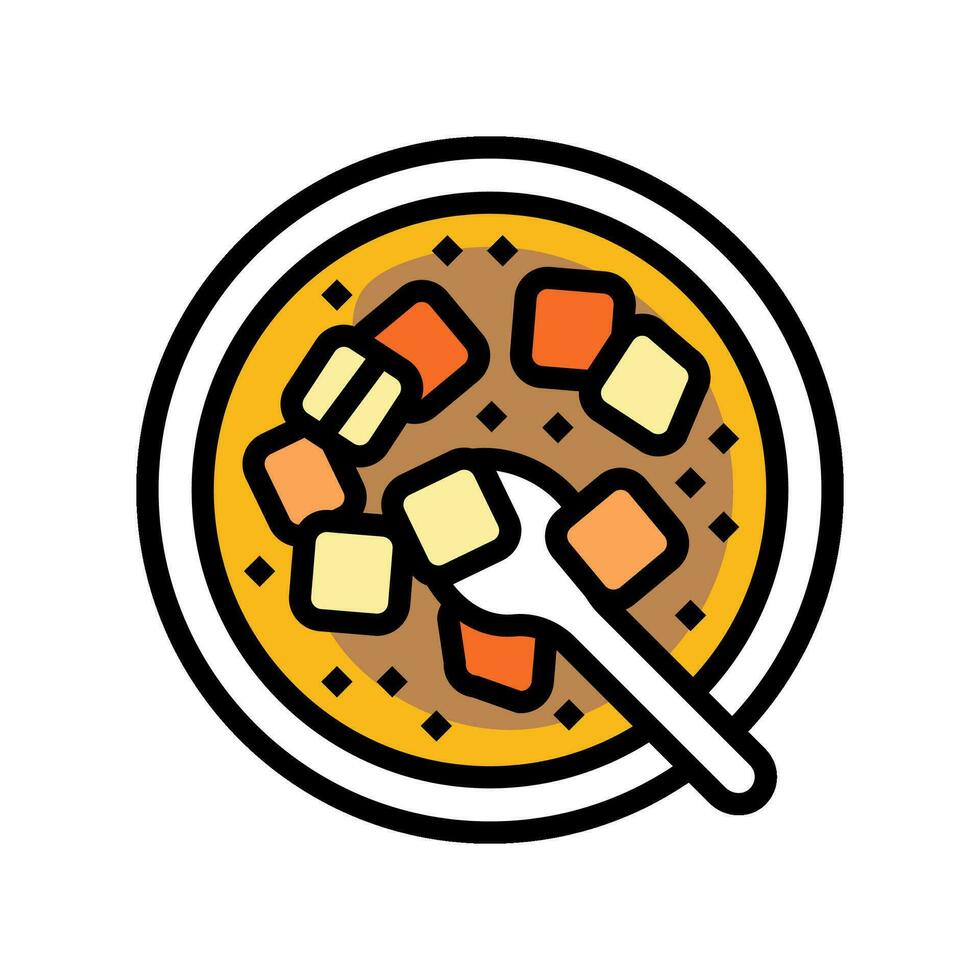 miso sopa japonés comida color icono vector ilustración