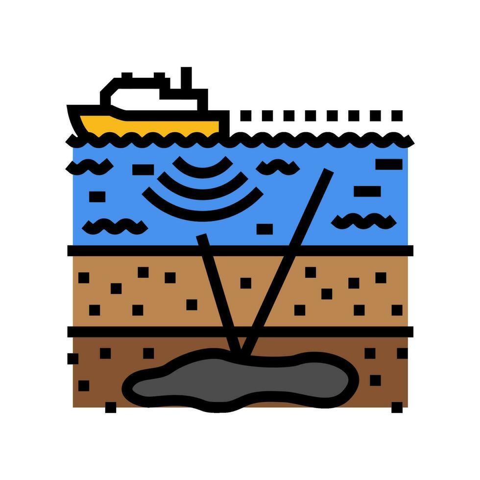 sísmico topografia petróleo ingeniero color icono vector ilustración