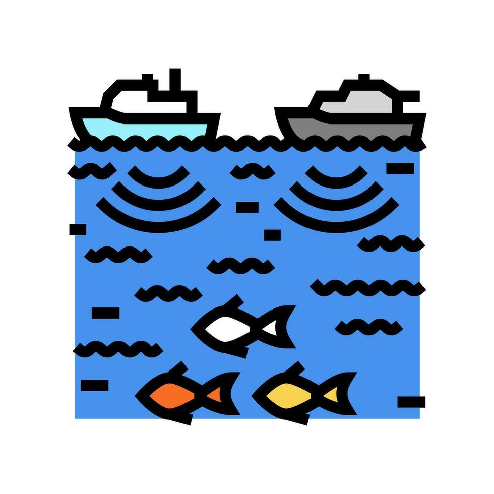 marine noise pollution color icon vector illustration