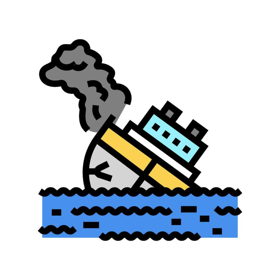 marine accident color icon vector illustration