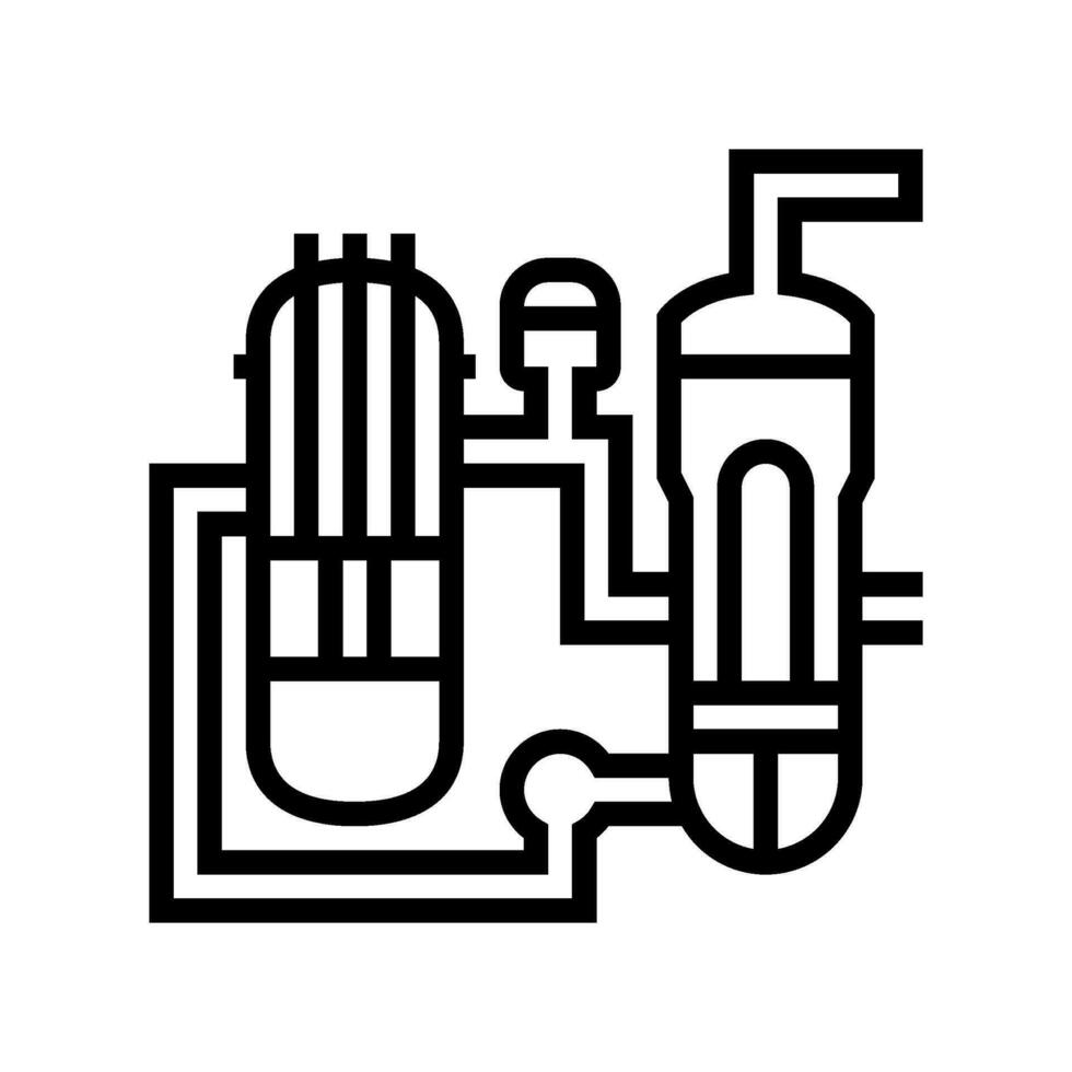 presurizado agua reactor nuclear energía línea icono vector ilustración