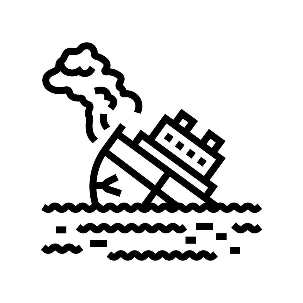 marine accident line icon vector illustration