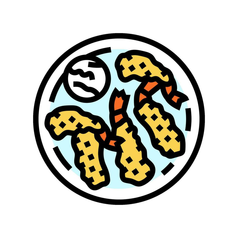 tempura shrimp japanese food color icon vector illustration