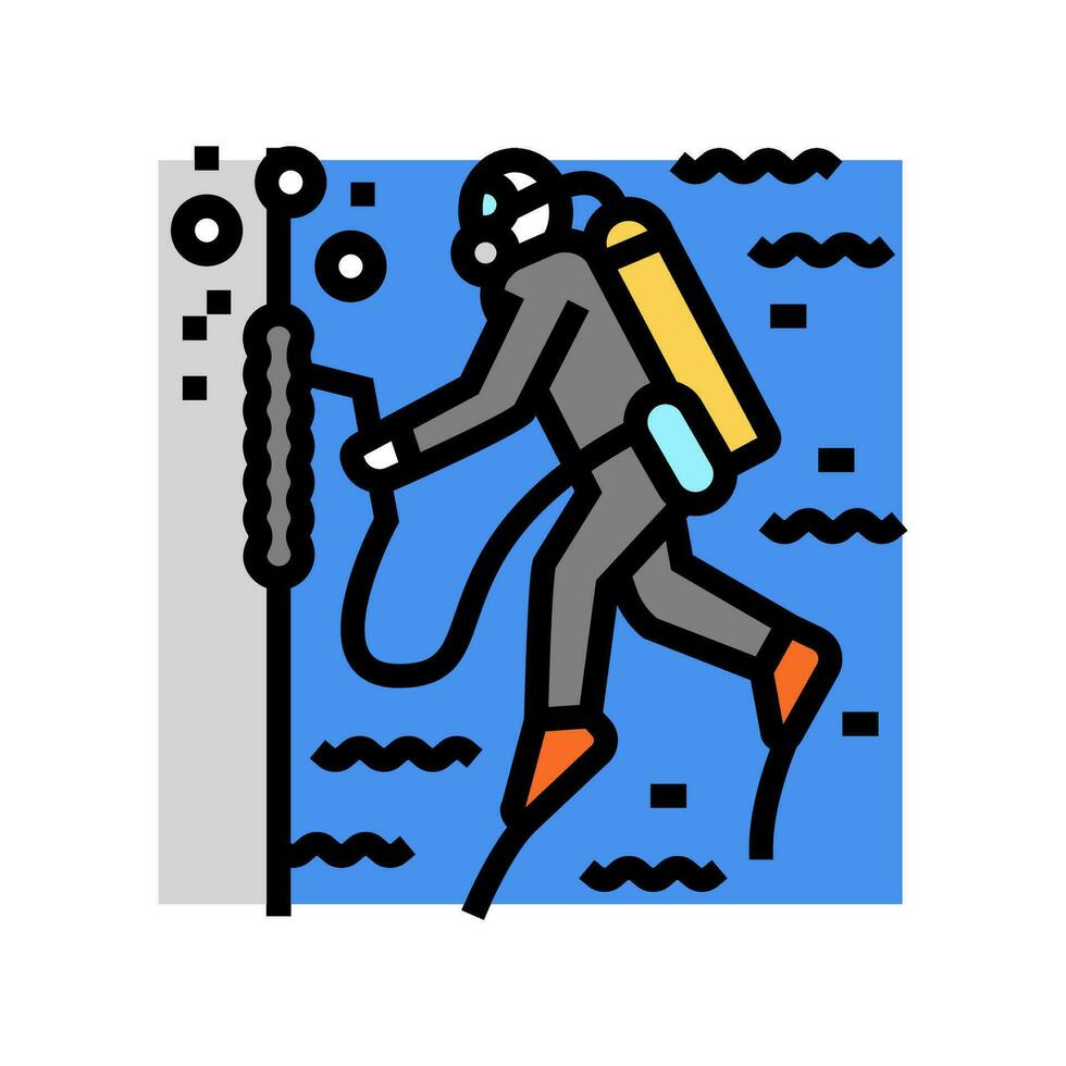 underwater welding ship color icon vector illustration