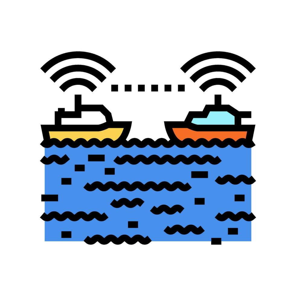 ship collision avoidance systems color icon vector illustration