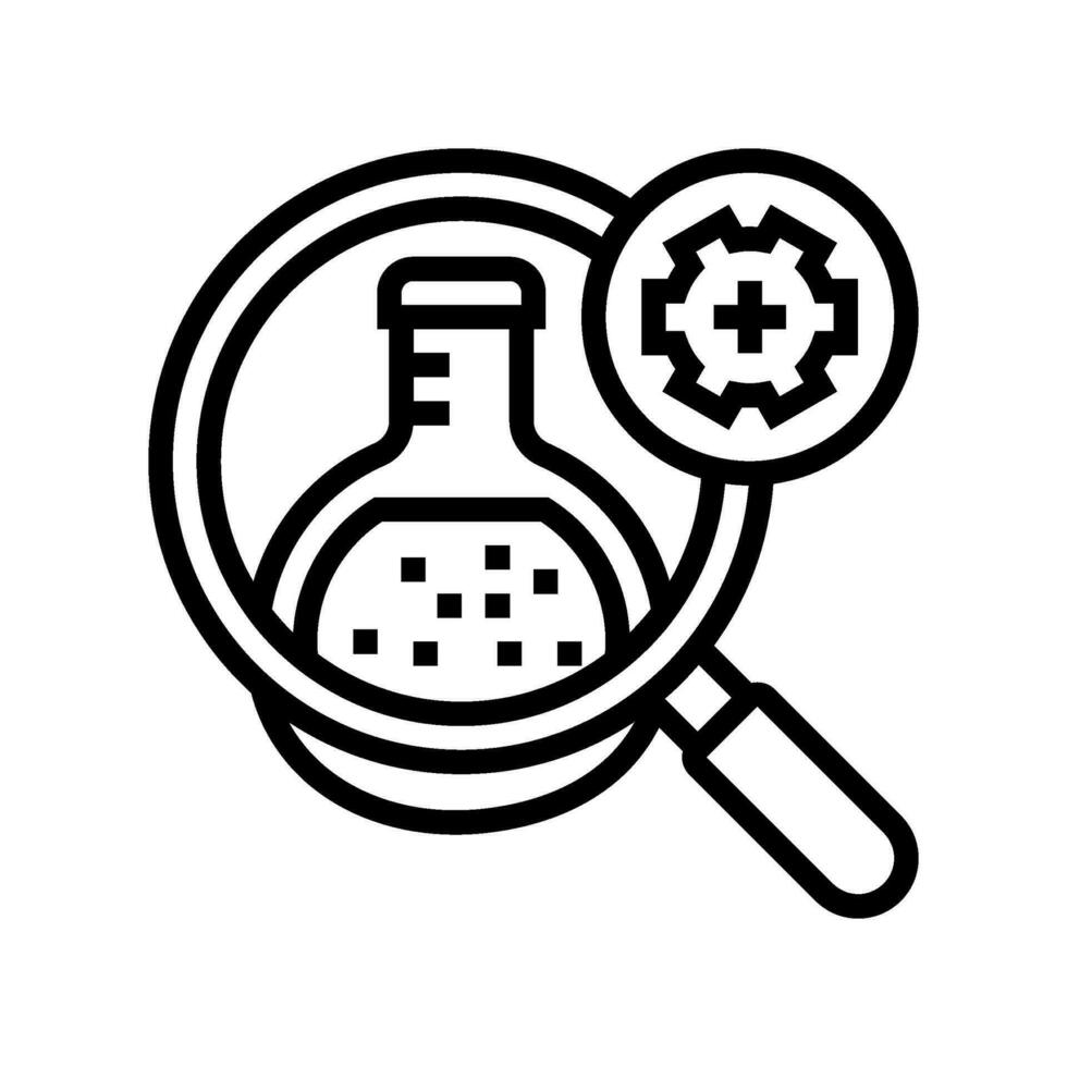 farmacología investigación biomédico línea icono vector ilustración