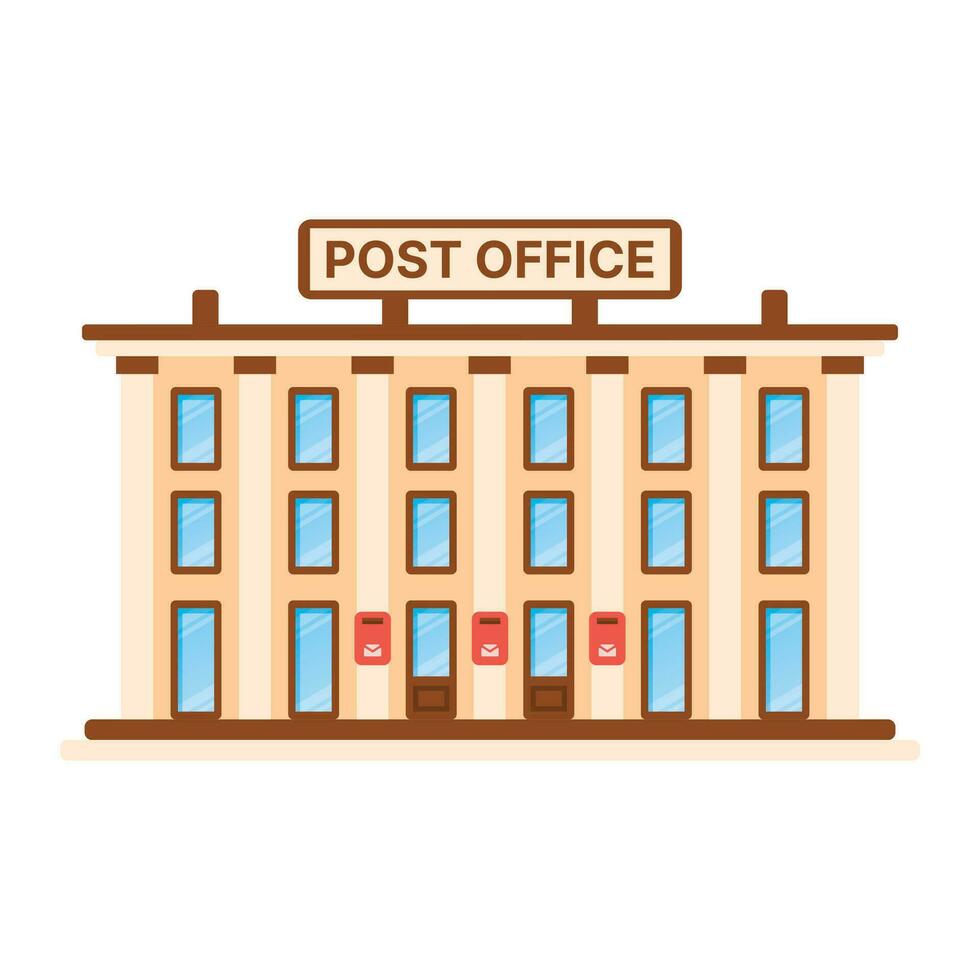 Post Office Building Isolated on White Background. vector