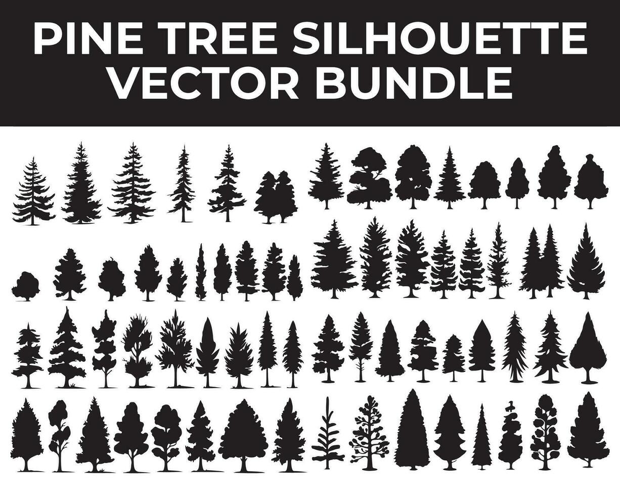 Pine tree silhouette vector bundle, Pine tree vector design