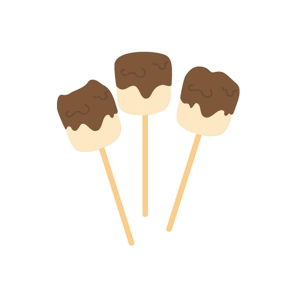 Scattered marshmallows with chocolate dipped vector