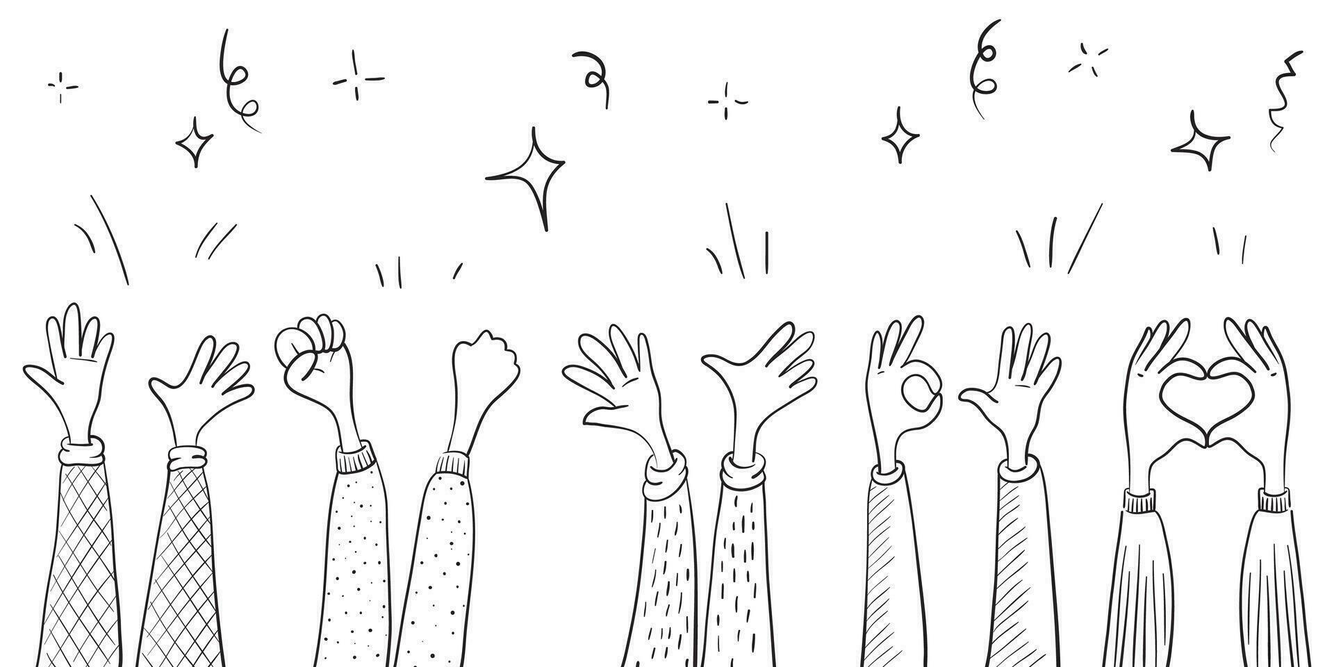 Applause hand draw. Vector illustration.