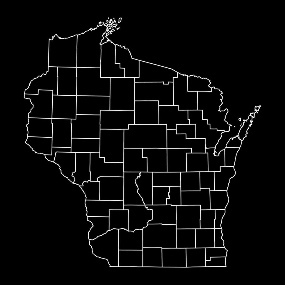 Wisconsin state map with counties. Vector illustration.