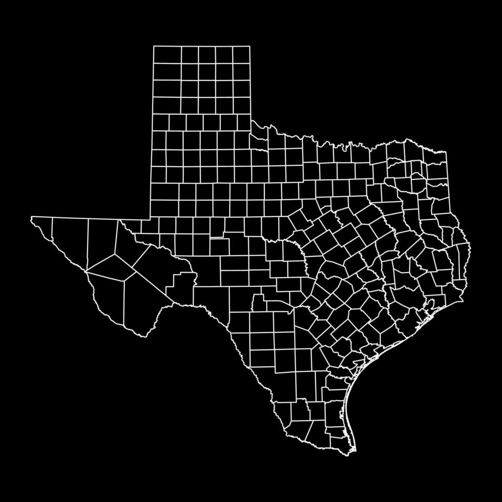 Texas estado mapa con condados vector ilustración.