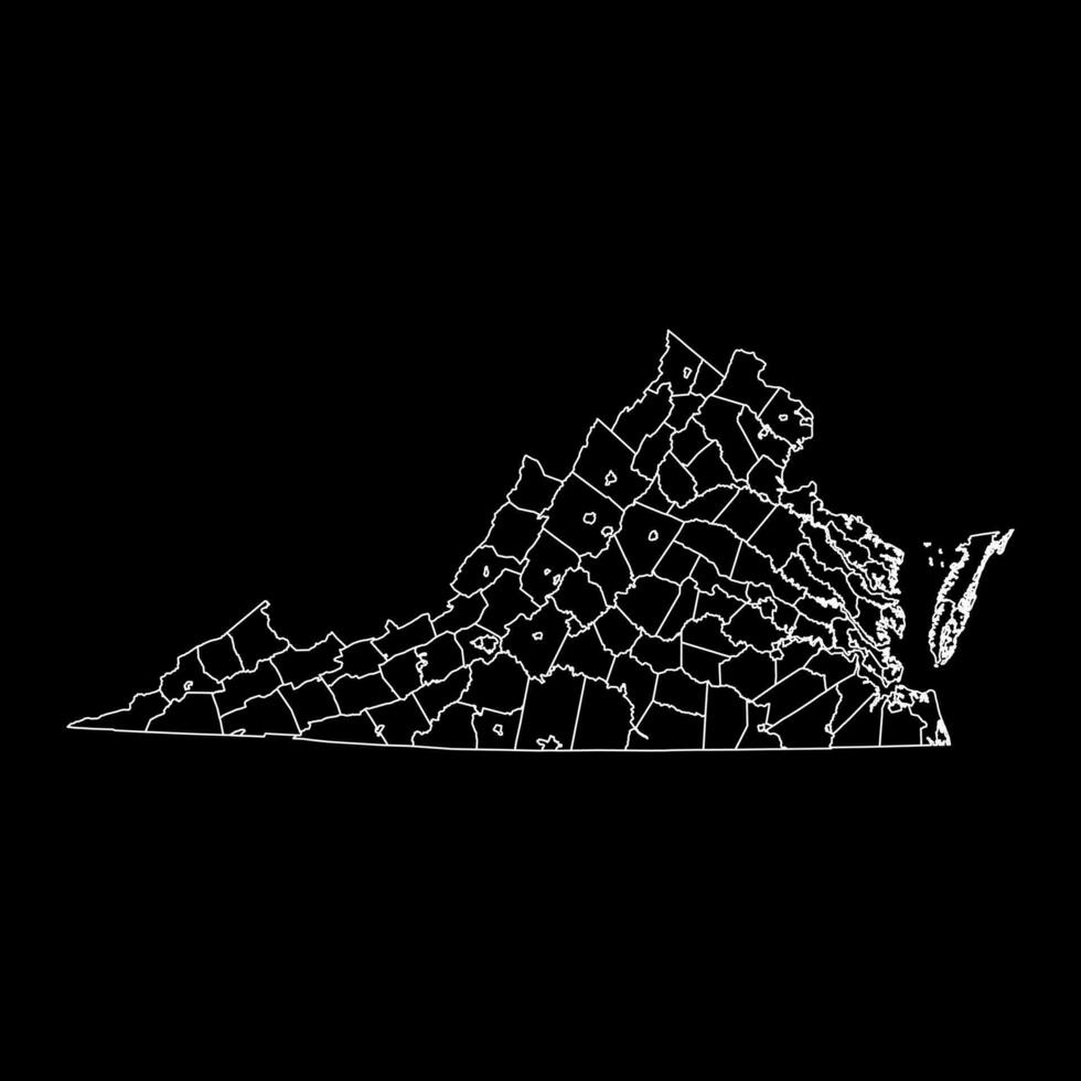 Virginia state map with counties. Vector illustration.
