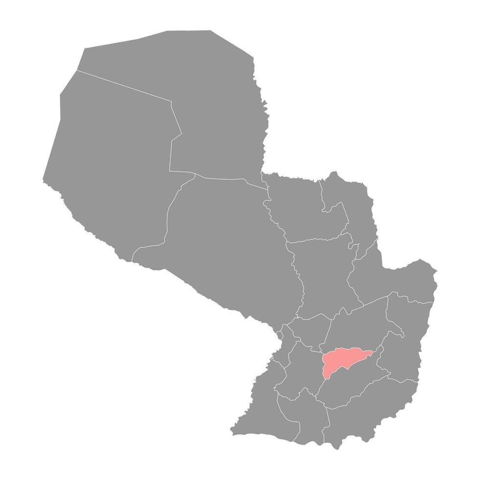 Guaira department map, department of Paraguay. Vector illustration.