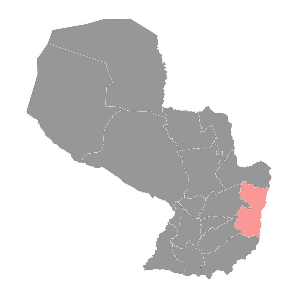 Alto Parana department map, department of Paraguay. Vector illustration.