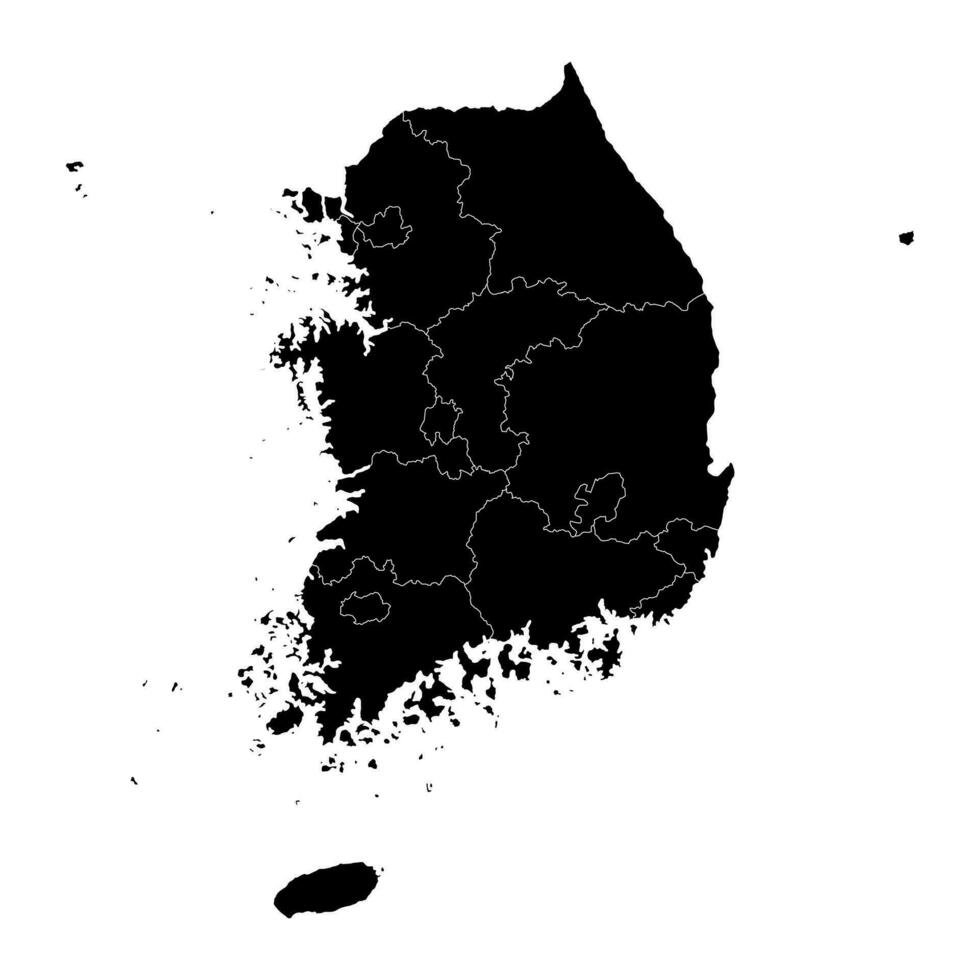 sur Corea mapa con provincias vector ilustración.