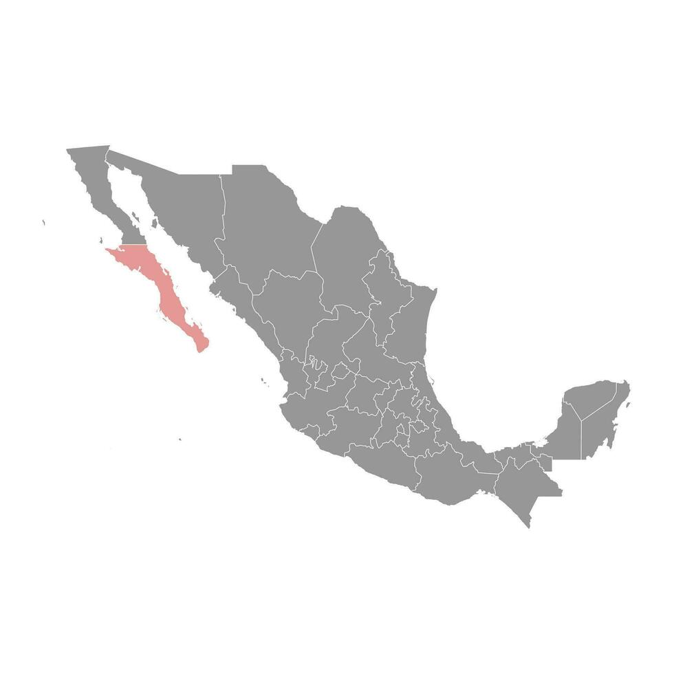 baja California sur estado mapa, administrativo división de el país de México. vector ilustración.