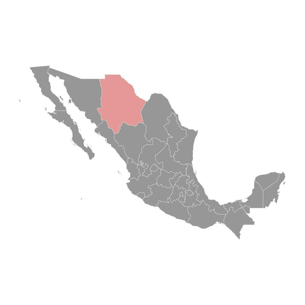 Chihuahua state map, administrative division of the country of Mexico. Vector illustration.