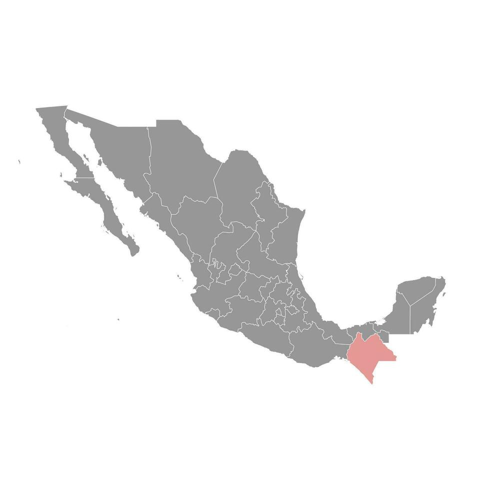 Chiapas state map, administrative division of the country of Mexico. Vector illustration.