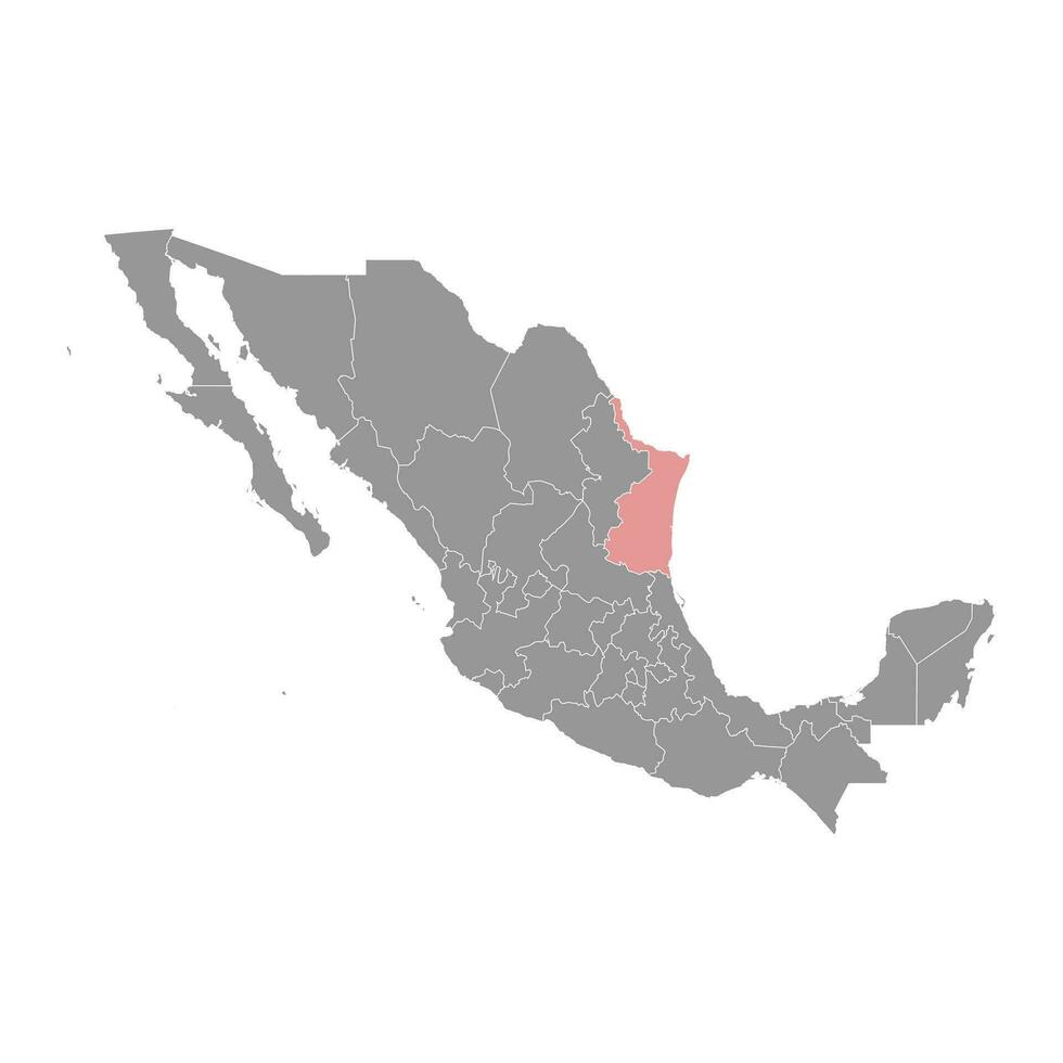 tamaulipas estado mapa, administrativo división de el país de México. vector ilustración.
