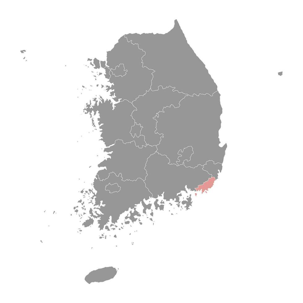 Busan map, metropolitan city of South Korea. Vector illustration.